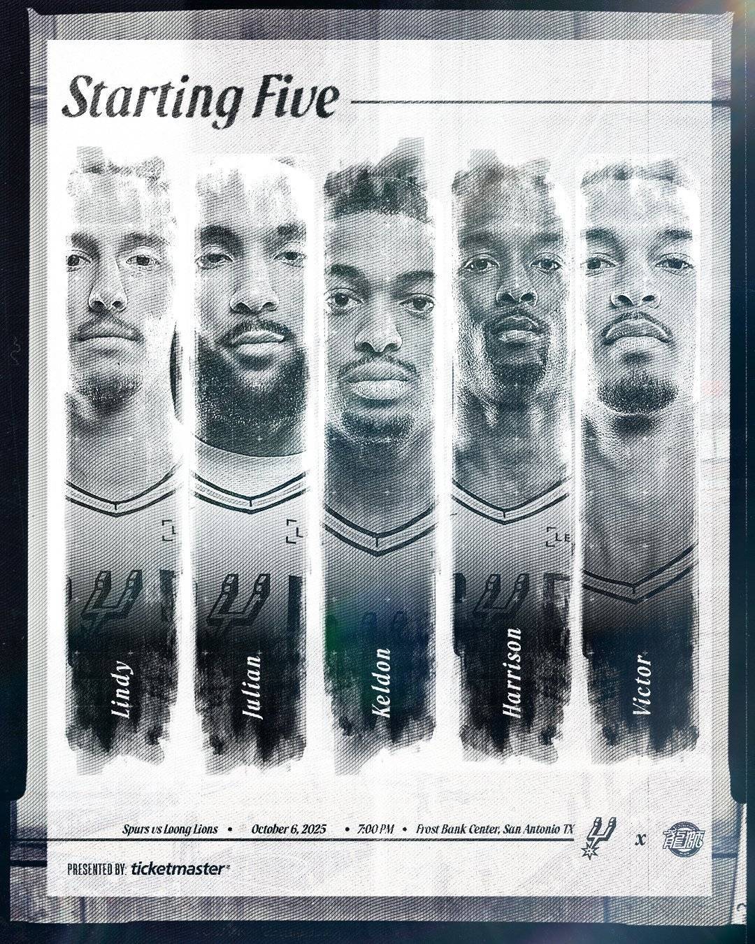 马刺VS广州首发：文班领衔 龙狮3外援+李祥波刘颜诚